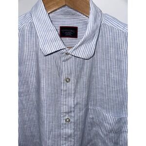 UNTUCKit 100% LINEN BUTTON DRESS SHIRT XL LIGHT BLUE‎ STRIPED WRINKLE FREE